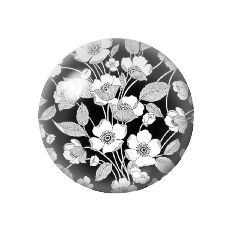 Cabochon en Verre Illustré Fleurs 12 à 25mm