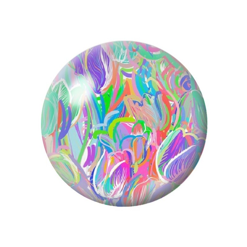 Cabochon en Verre Illustré Fleurs 12 à 25mm