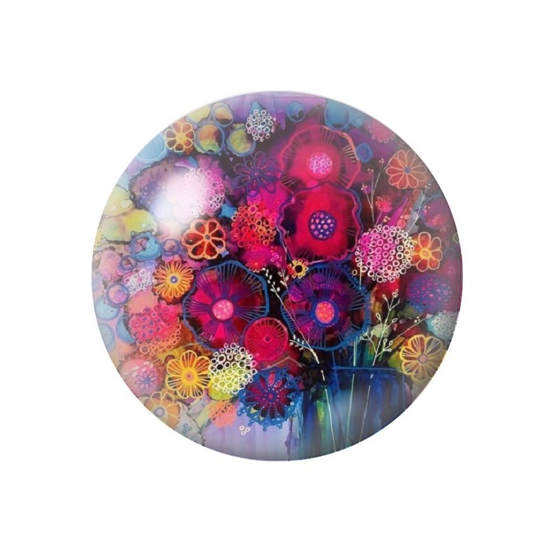 Cabochon en Verre Illustré Fleurs 12 à 25mm