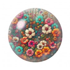 Cabochon en Verre Illustré Fleurs 12 à 25mm pour la création de bijoux fantaisie - DIY
