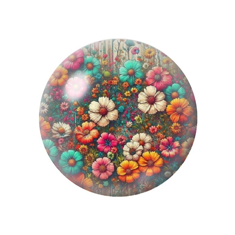 Cabochon en Verre Illustré Fleurs 12 à 25mm