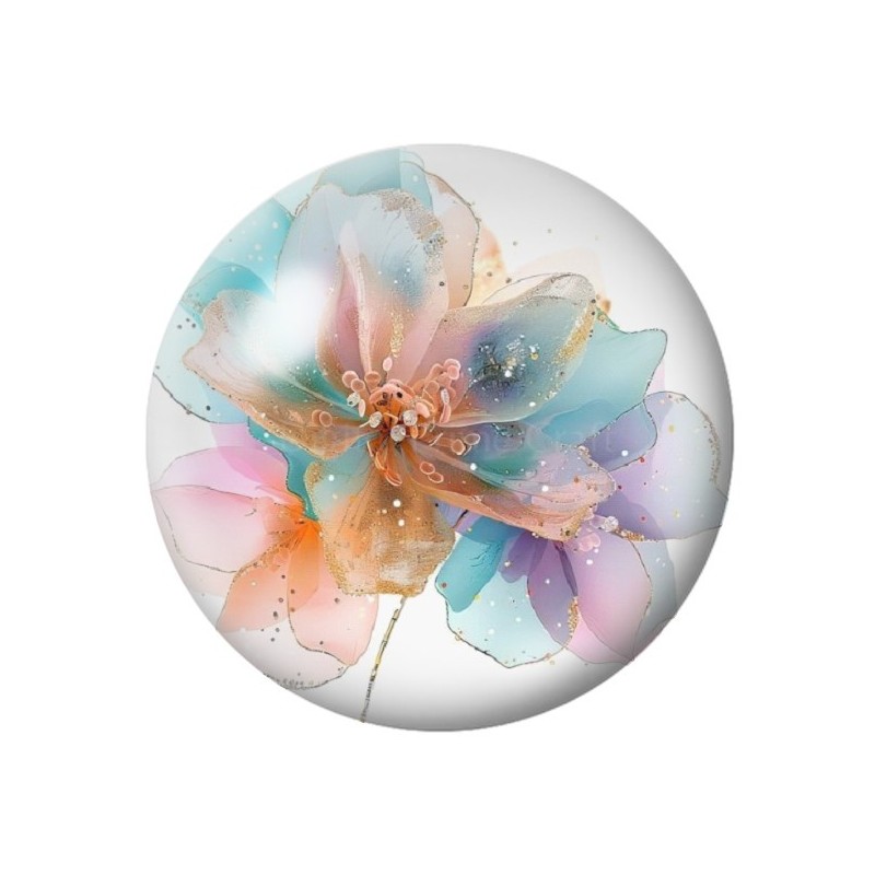 Cabochon en Verre Illustré Fleurs 12 à 25mm