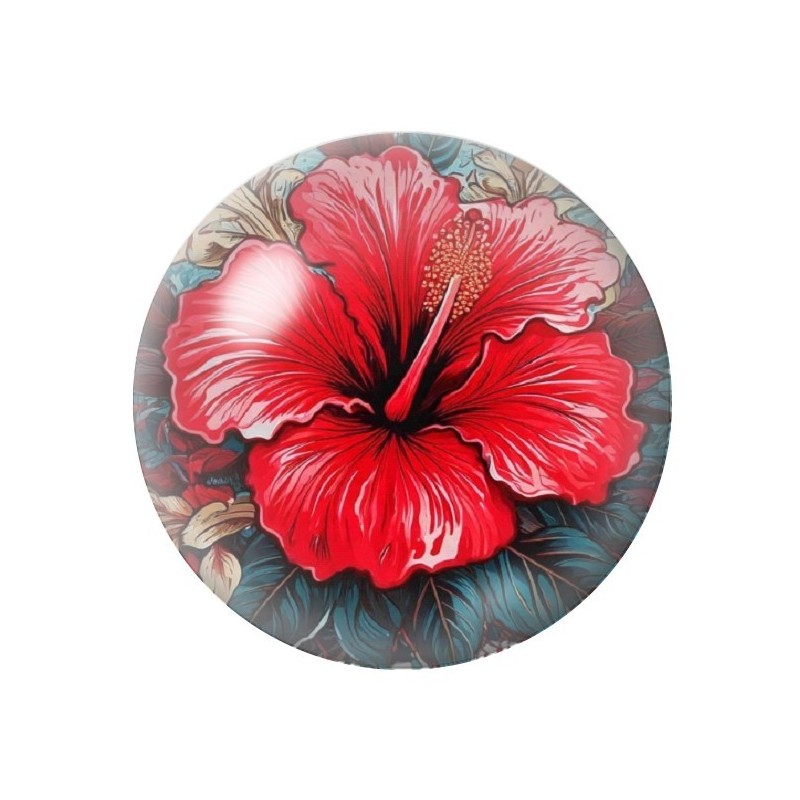 Cabochon en Verre Illustré Fleurs 12 à 25mm