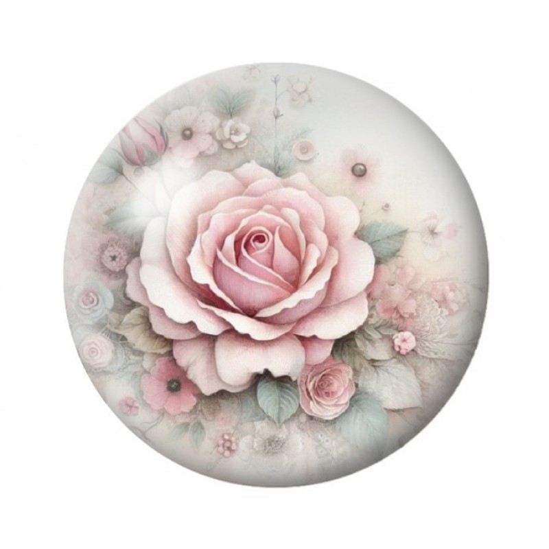 Cabochon en Verre Illustré Fleurs 12 à 25mm