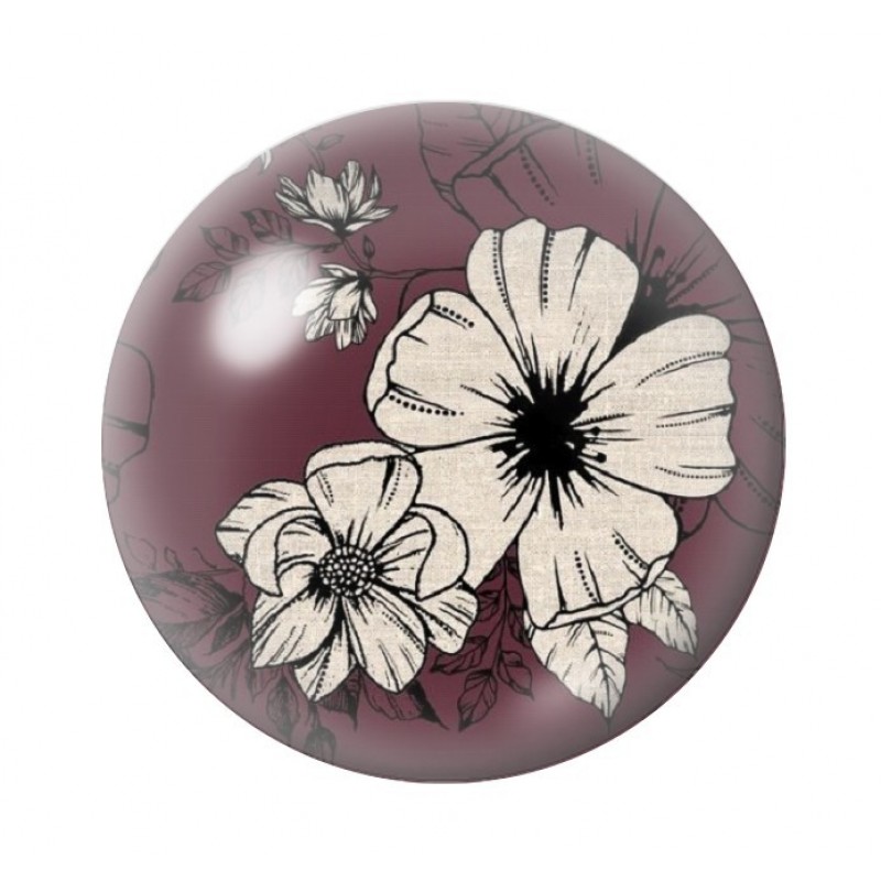 Cabochon en Verre Illustré Fleurs 12 à 25mm