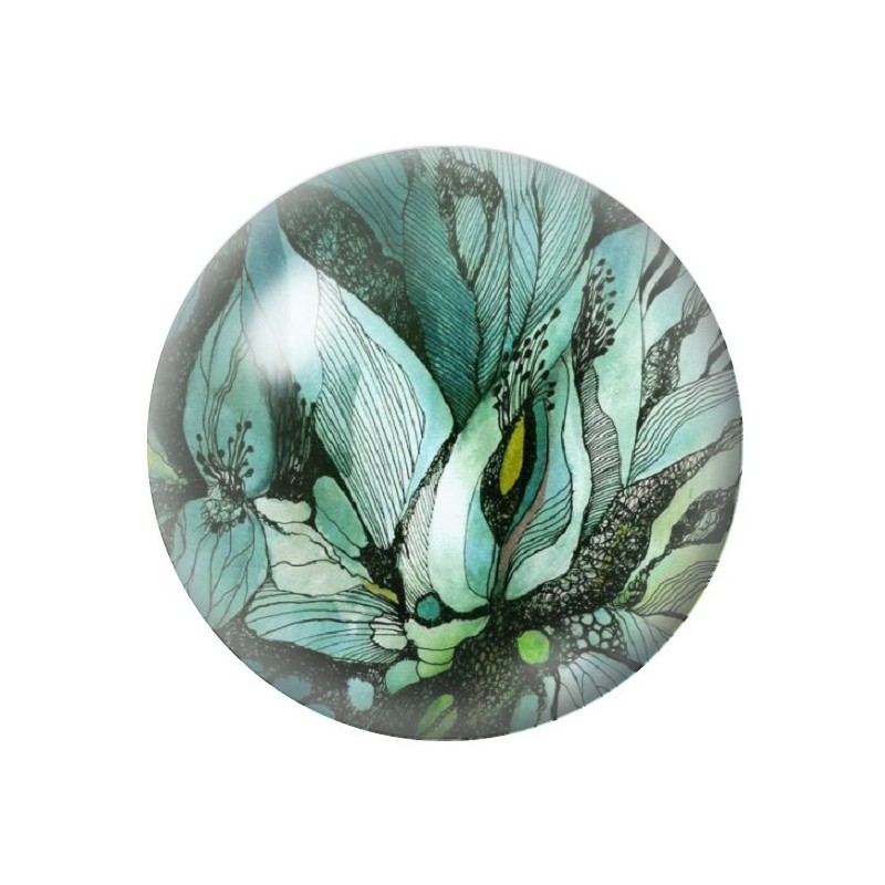 Cabochon en Verre Illustré Fleurs 12 à 25mm