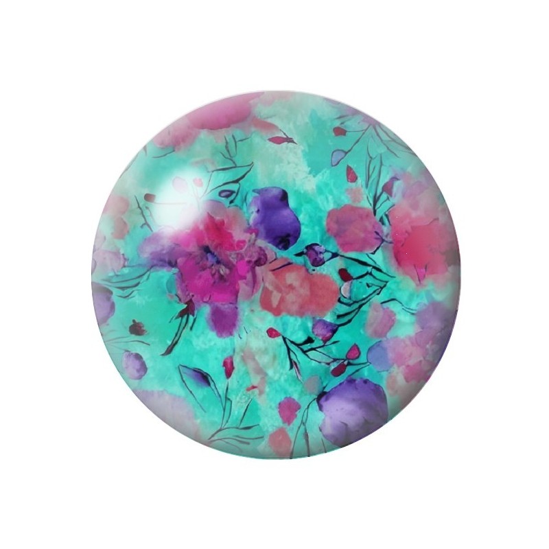 Cabochon en Verre Illustré Fleurs 12 à 25mm