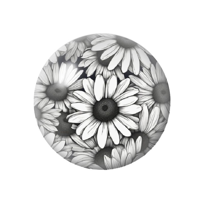 Cabochon en Verre Illustré Fleurs 12 à 25mm