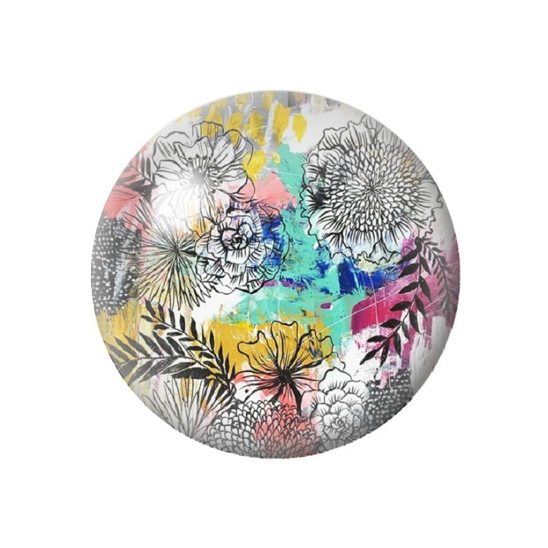 Cabochon en Verre Illustré Fleurs 12 à 25mm