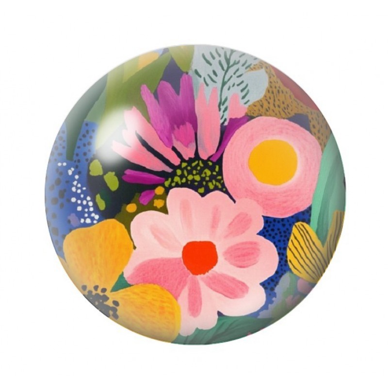 Cabochon en Verre Illustré Fleurs 12 à 25mm
