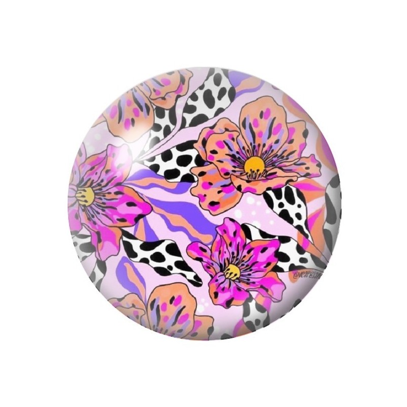 Cabochon en Verre Illustré Fleurs 12 à 25mm