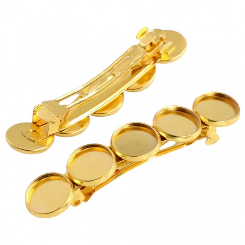 Support Barrette Cheveux Doré pour Cabochon 12mm