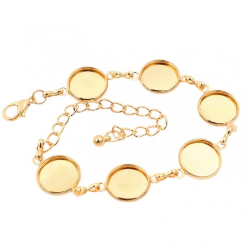 Support Bracelet Doré Ajustable pour Cabochon 12mm