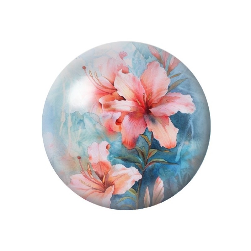 Cabochon en Verre Illustré Fleurs 12 à 25mm