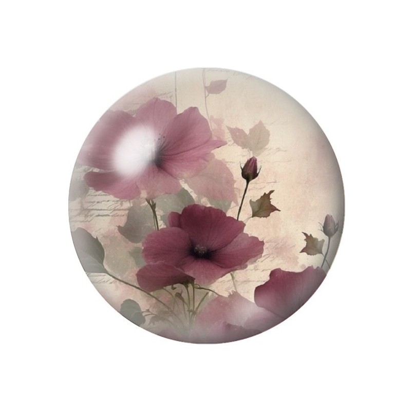 Cabochon en Verre Illustré Fleurs 12 à 25mm