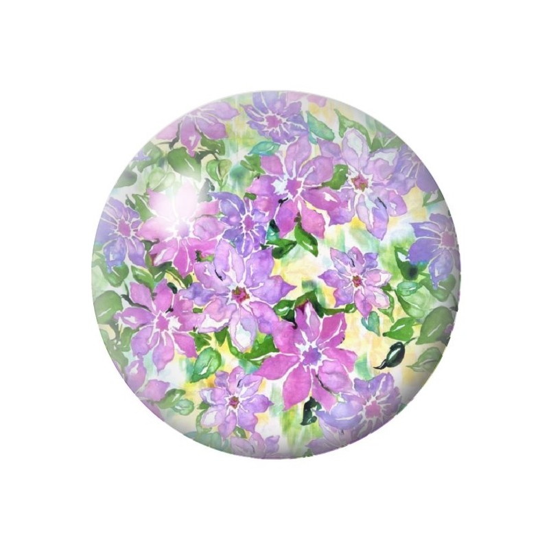Cabochon en Verre Illustré Fleurs 12 à 25mm