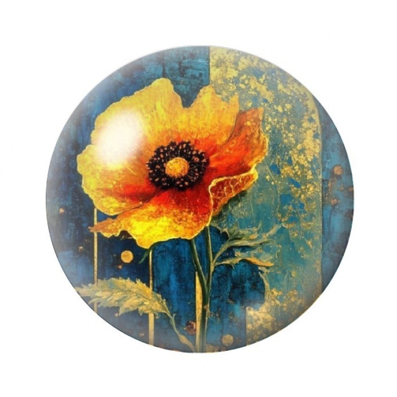 Cabochon en Verre Illustré Fleurs 12 à 25mm