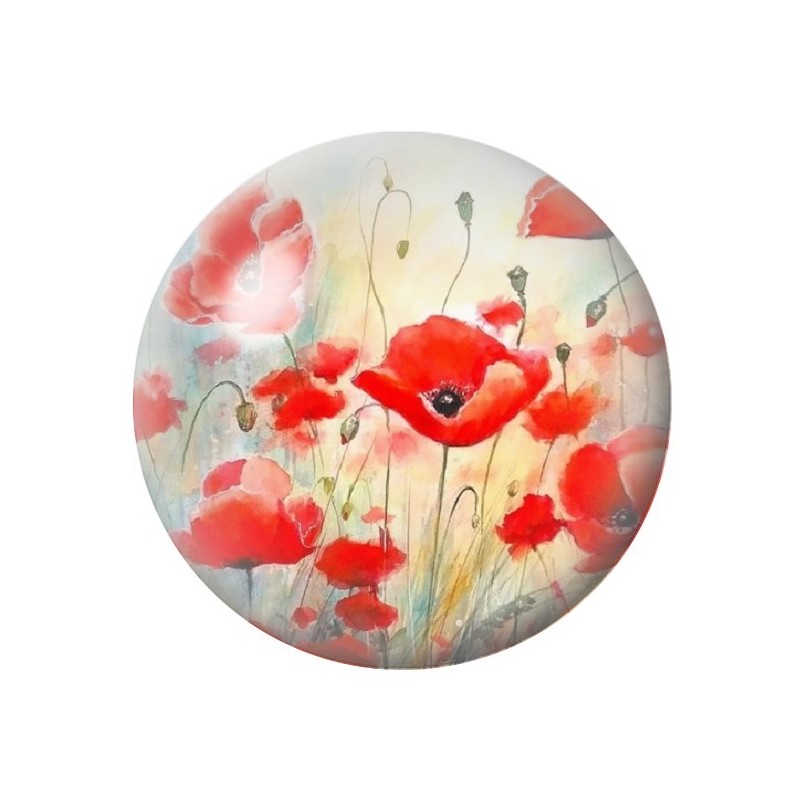 Cabochon en Verre Illustré Fleurs 12 à 25mm