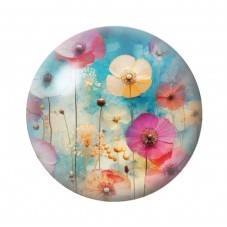 Cabochon en Verre Illustré Fleurs 12 à 25mm pour la création de bijoux fantaisie - DIY