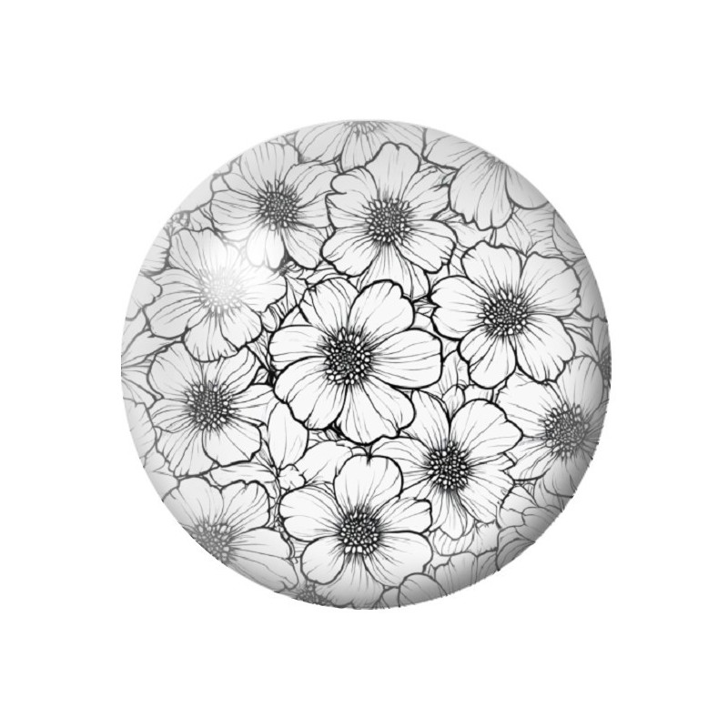 Cabochon en Verre Illustré Fleurs 12 à 25mm