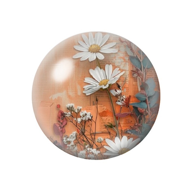 Cabochon en Verre Illustré Fleurs 12 à 25mm