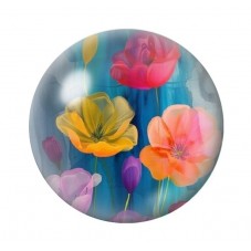 Cabochon en Verre Illustré Fleurs 12 à 25mm pour la création de bijoux fantaisie - DIY