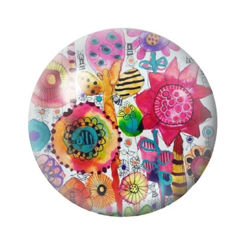 Cabochon en Verre Illustré Fleurs 12 à 25mm