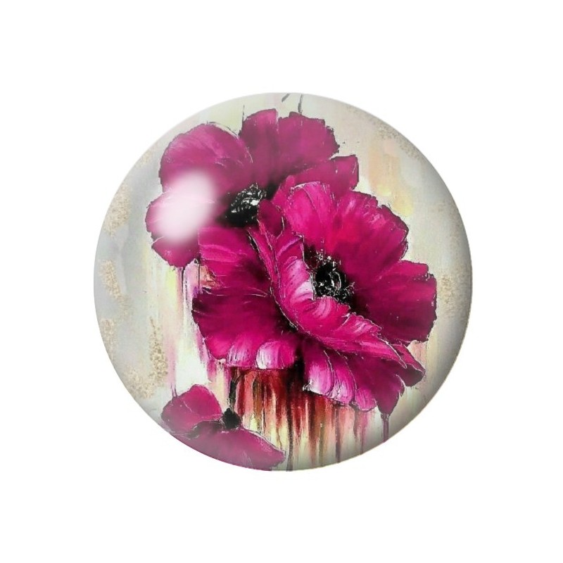 Cabochon en Verre Illustré Fleurs 12 à 25mm