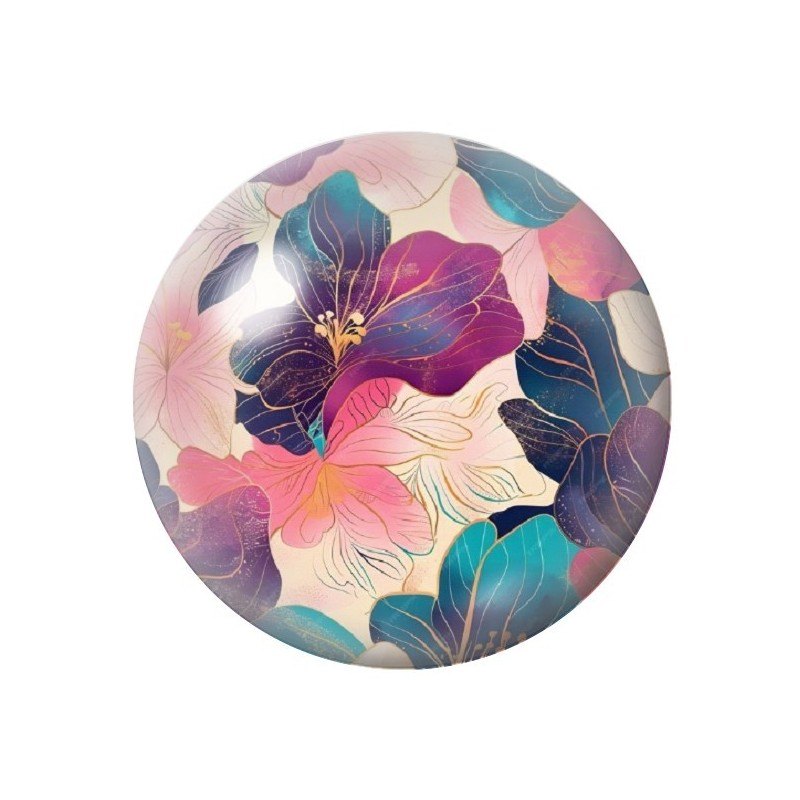 Cabochon en Verre Illustré Fleurs 12 à 25mm