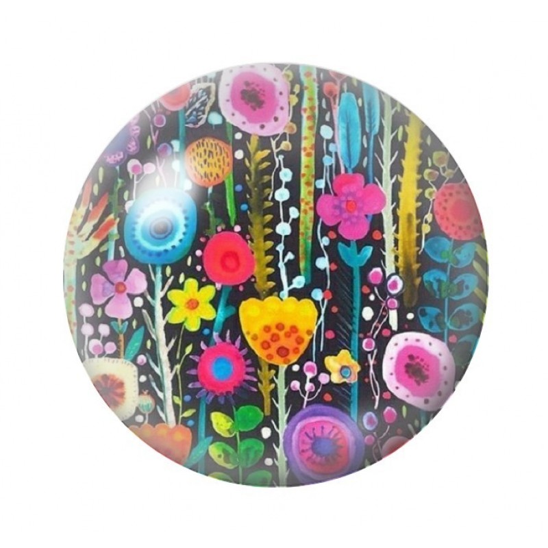 Cabochon en Verre Illustré Fleurs 12 à 25mm