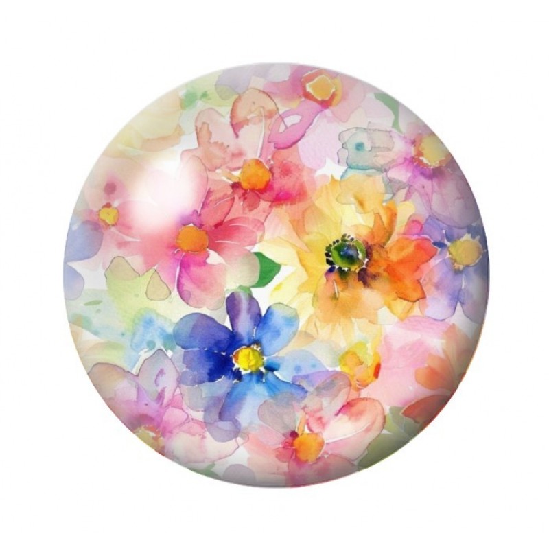 Cabochon en Verre Illustré Fleurs 12 à 25mm