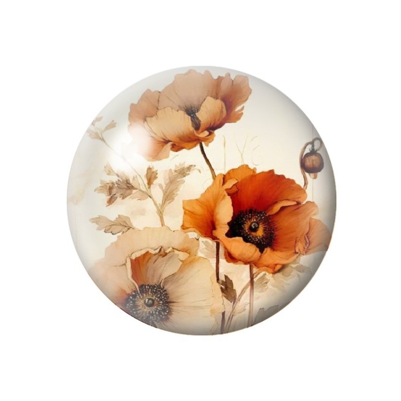 Cabochon en Verre Illustré Fleurs 12 à 25mm