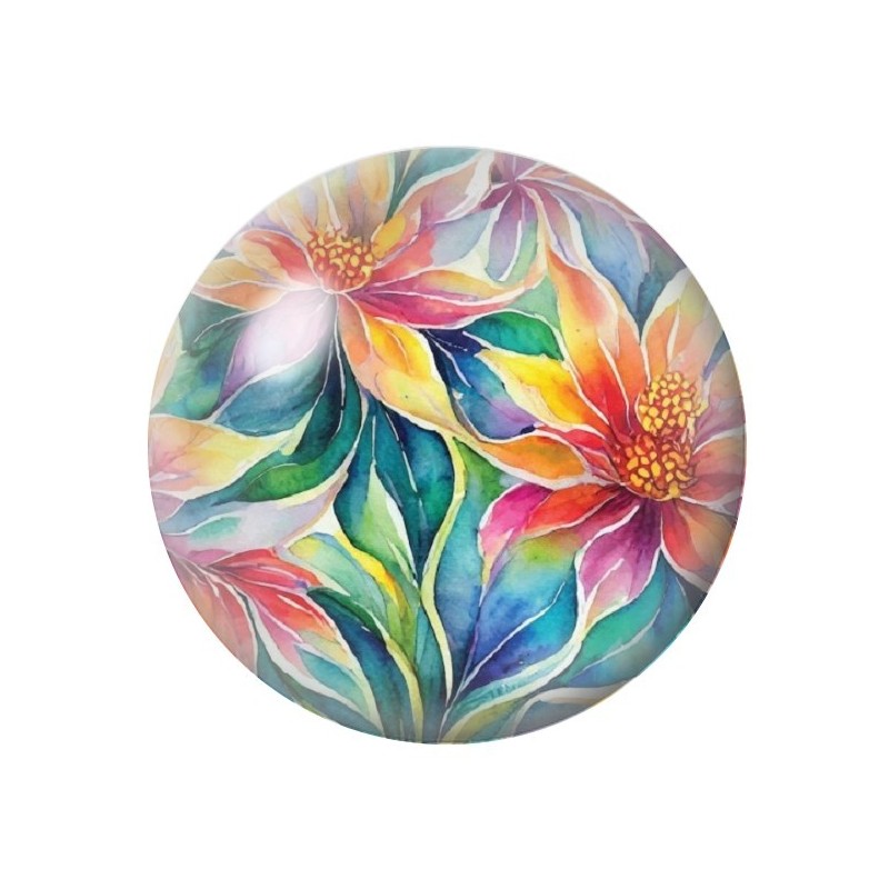 Cabochon en Verre Illustré Fleurs 12 à 25mm