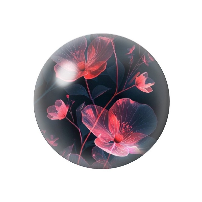 Cabochon en Verre Illustré Fleurs 12 à 25mm