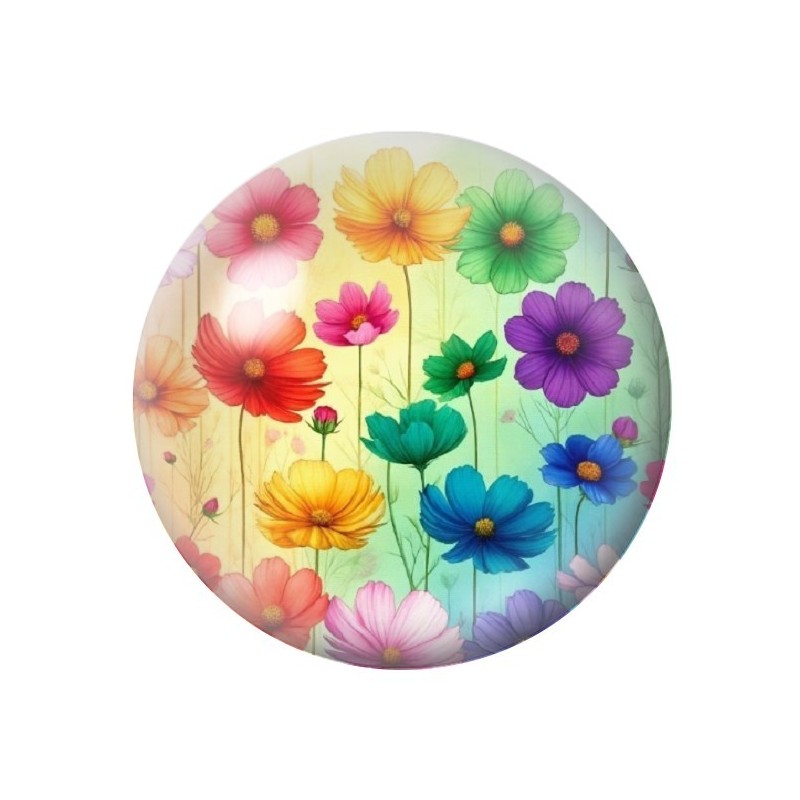 Cabochon en Verre Illustré Fleurs 12 à 25mm