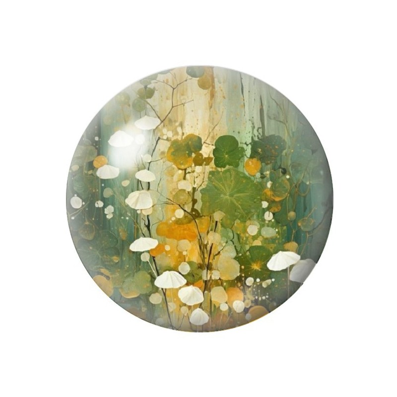 Cabochon en Verre Illustré Fleurs 12 à 25mm