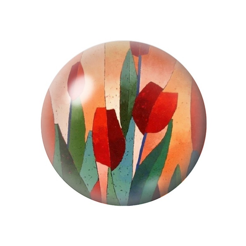 Cabochon en Verre Illustré Fleurs 12 à 25mm