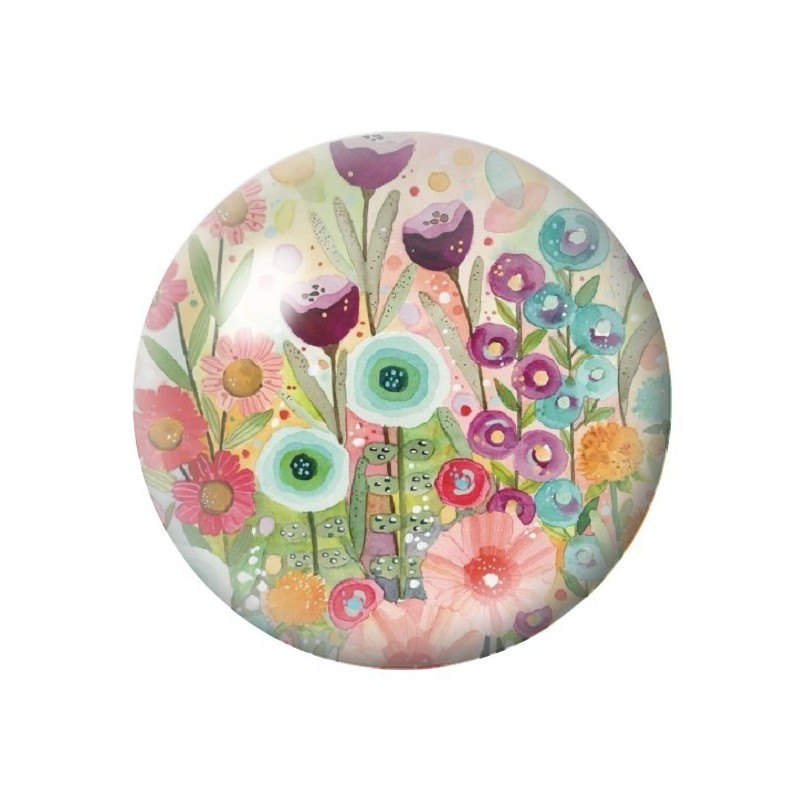 Cabochon en Verre Illustré Fleurs 12 à 25mm