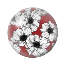Cabochon en Verre Illustré Fleurs 12 à 25mm pour la création de bijoux fantaisie - DIY