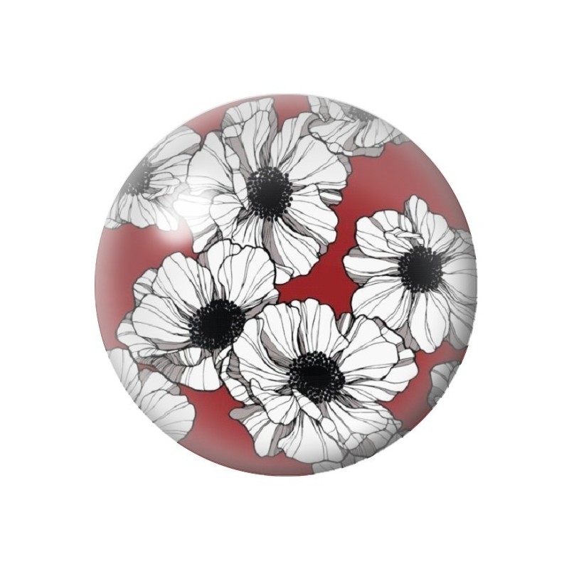 Cabochon en Verre Illustré Fleurs 12 à 25mm