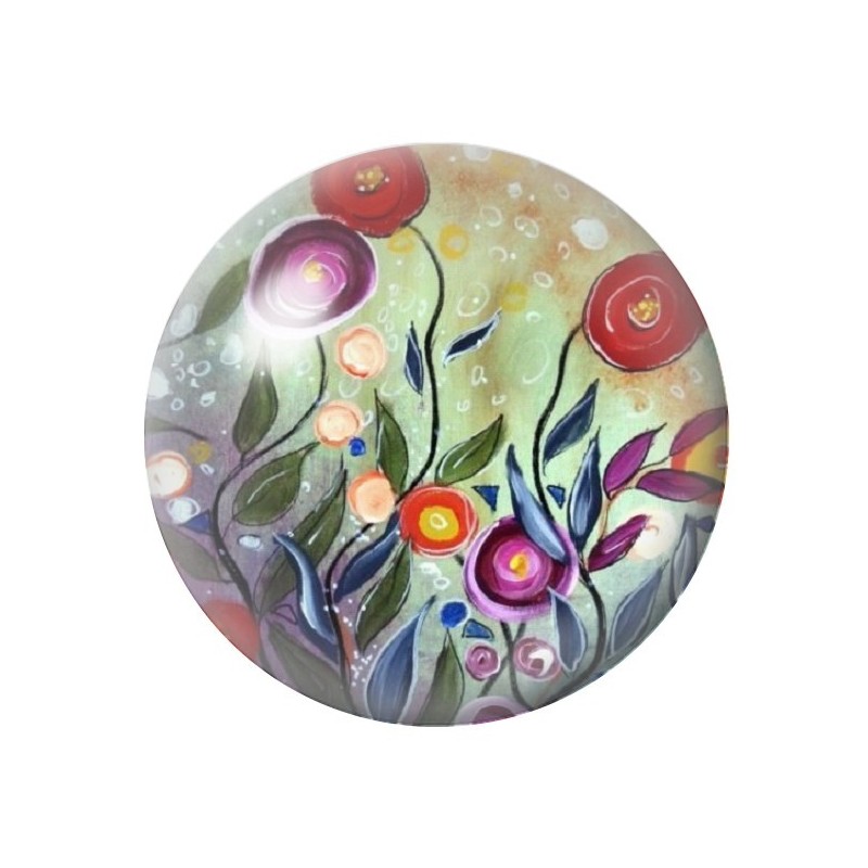 Cabochon en Verre Illustré Fleurs 12 à 25mm