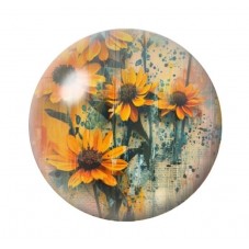 Cabochon en Verre Illustré Fleurs 12 à 25mm pour la création de bijoux fantaisie - DIY