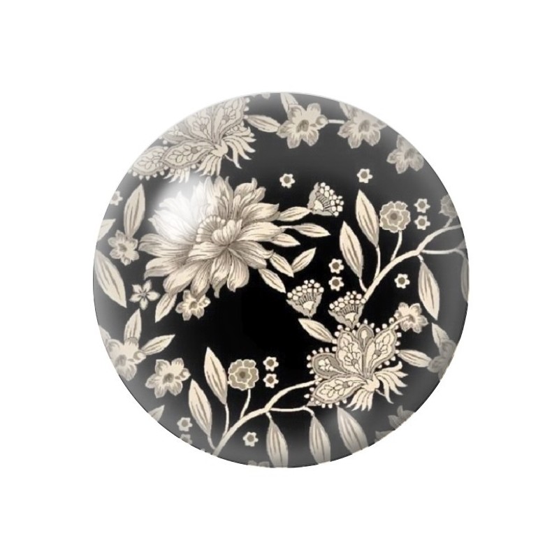 Cabochon en Verre Illustré Fleurs 12 à 25mm