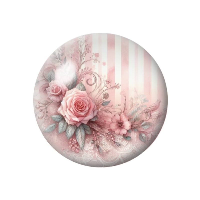 Cabochon en Verre Illustré Fleurs 12 à 25mm