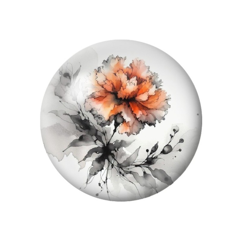 Cabochon en Verre Illustré Fleurs 12 à 25mm