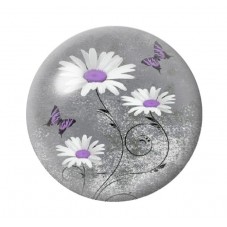Cabochon en Verre Illustré Fleurs 12 à 25mm pour la création de bijoux fantaisie - DIY