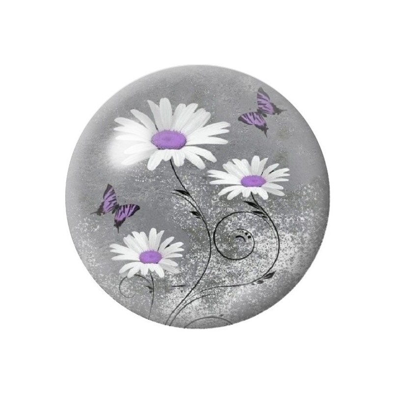 Cabochon en Verre Illustré Fleurs 12 à 25mm