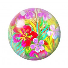 Cabochon en Verre Illustré Fleurs 12 à 25mm pour la création de bijoux fantaisie - DIY