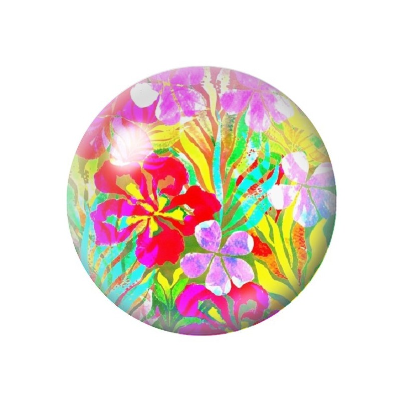 Cabochon en Verre Illustré Fleurs 12 à 25mm