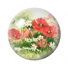 Cabochon en Verre Illustré Fleurs 12 à 25mm pour la création de bijoux fantaisie - DIY